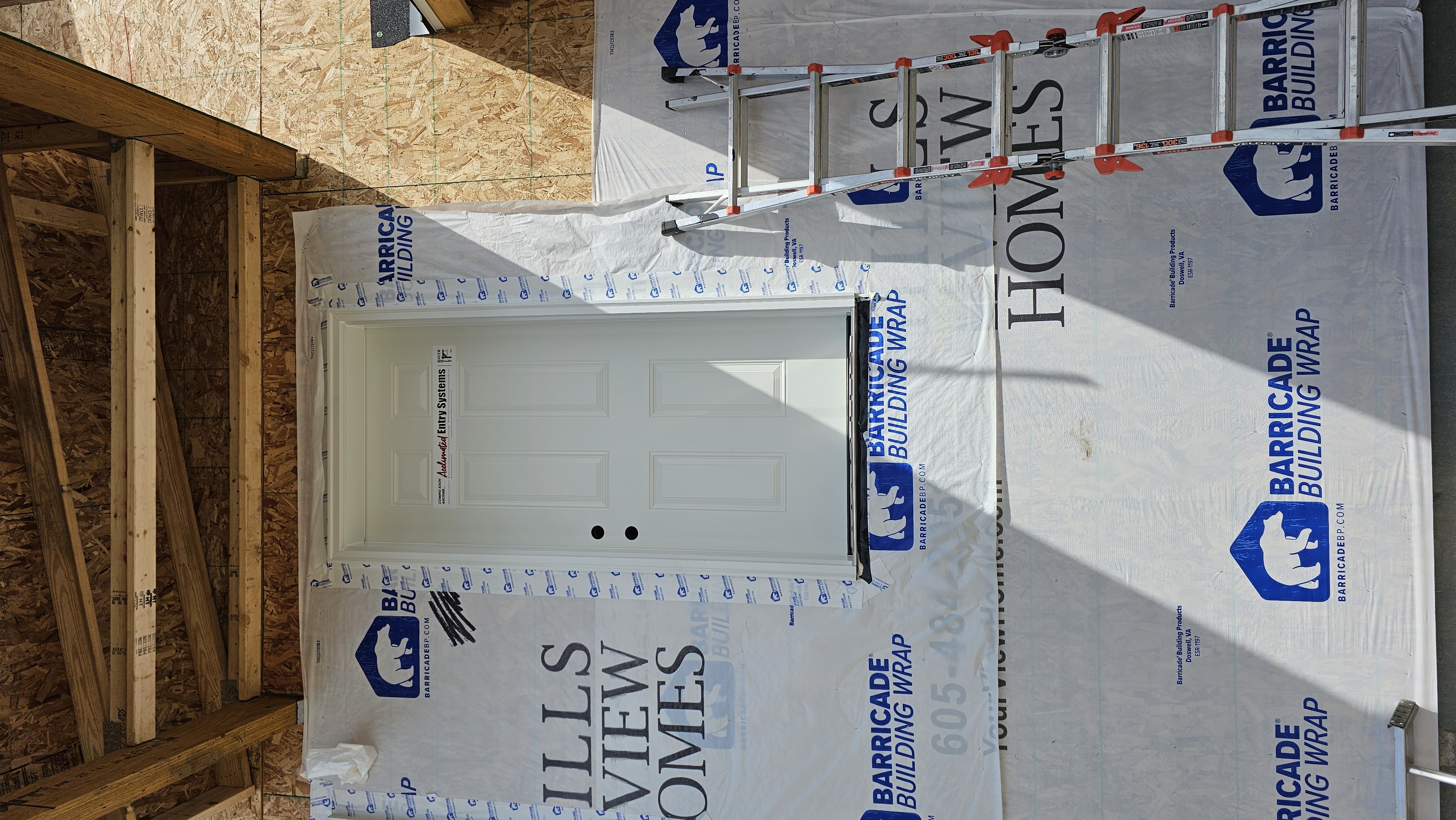 Installed new construction exterior entry door